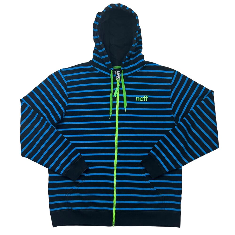 Neff Daily Stripe Zip Hoodie Black and Cyan Full-Zip